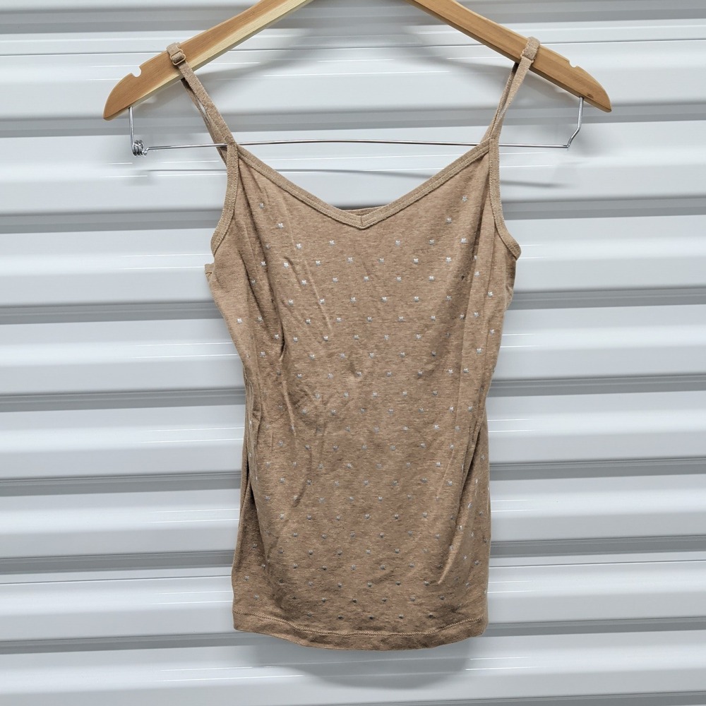 Des Petits Hauts‎ Camisole T3 Women Tan Silver Star Print Cotton Modal Tank Top